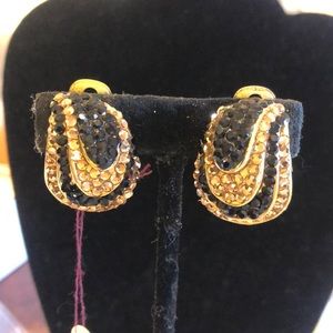 Jet Black & Light Colorado Crystal Pavé  She’ll Clip On Earrings